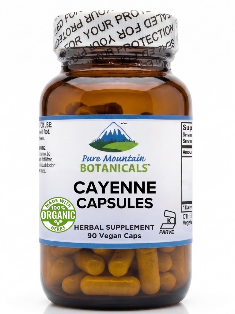 Κάψουλες Πιπεριού Καγιέν - 90 Kosher Vegan Caps με 500mg Βιολογικό Πιπέρι Καγιέν με Καψαϊκίνη