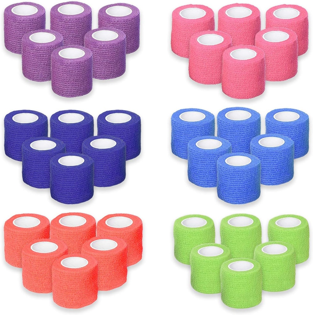 Πάντα έτοιμη πρώτη βοήθεια αυτοσυντηρούμενη Cohesive Banges 2" x 5 Yards - 36 Count, Rainbow χρώματα