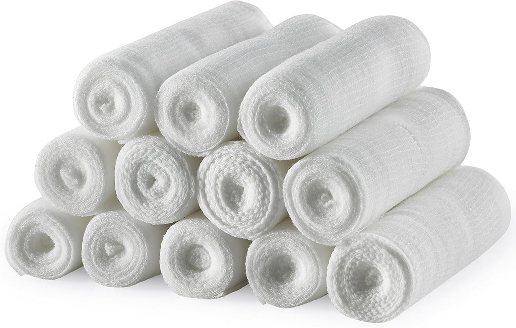 Gauze Bandage Rolls - (12 Pack) 4 in x 4.1 Yards Per Roll of Medical Grade Gauze Bandage and Stretch Bandage Wrapping for Dressing All Types of Wounds and First Aid Kit by MEDca, (4-Inch, 12 Pcs)