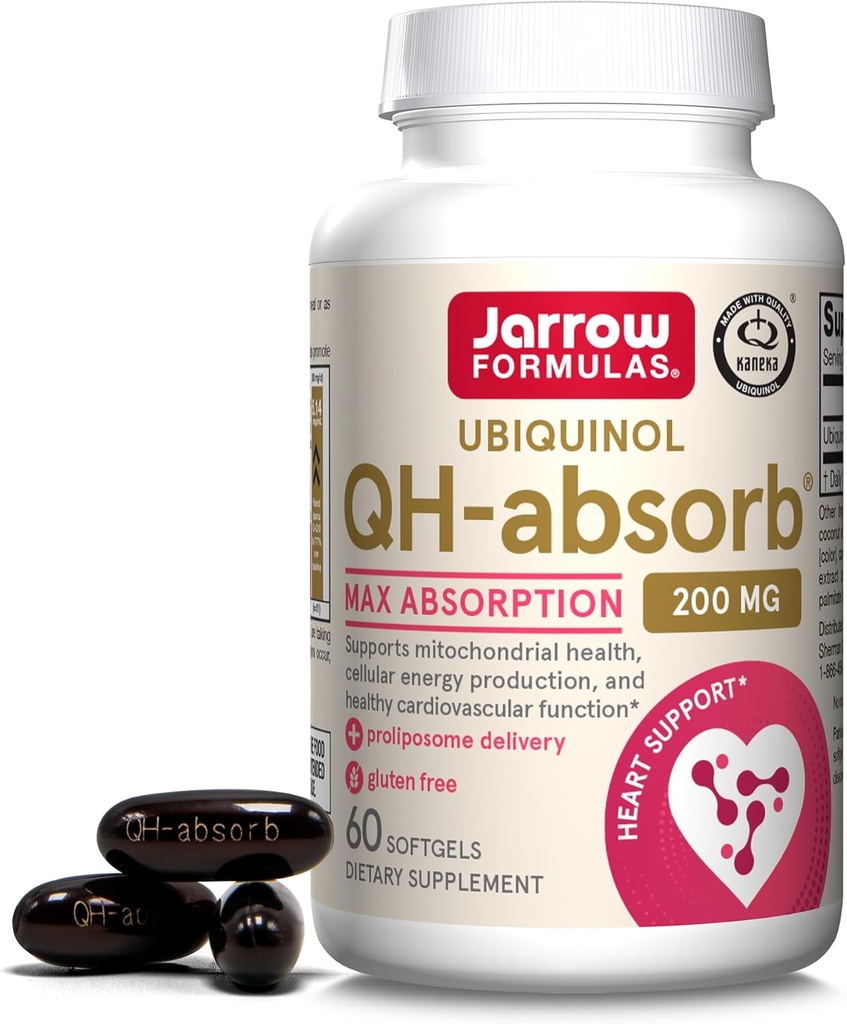 Jarrow Formulas QH-absorb 200 mg - Υψηλή Απορρόφηση Co-Q10 - Ενεργή Αντιοξειδωτική Μορφή του Co-Q10 - Υποστηρίζει Μιτοχονδριακή Παραγωγή Ενέργειας & Καρδιοαγγειακή Υγεία - Έως 60 Υπηρεσίες