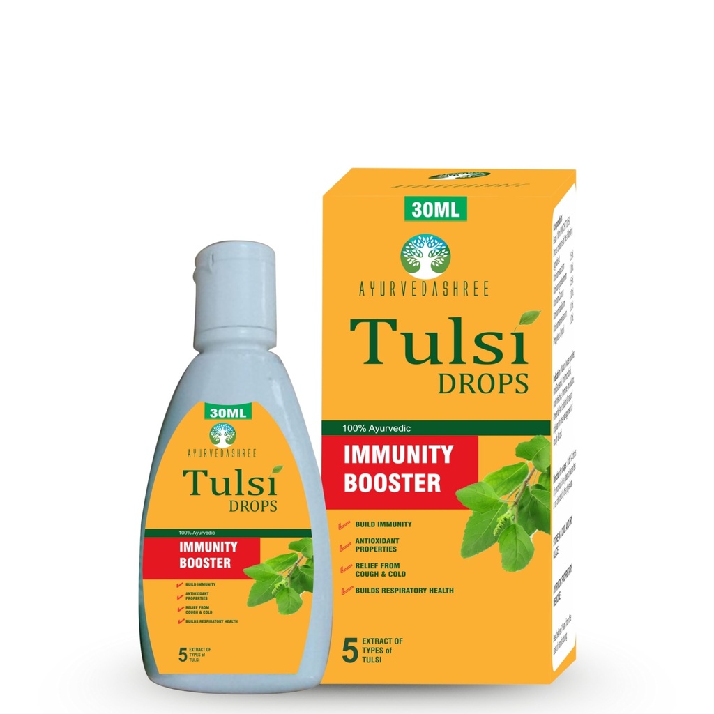 Tulsi Drops Φυσικό Booster Ανοσίας 30 ML Pack - Certified 5 Different Rare Tulsi, Holy Basil Drops 30 ML