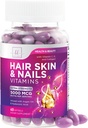 Hair, Skin & Nails Βιταμίνες για γυναίκες - Biotin 5000mcg για την υποστήριξη της ανάπτυξης των μαλλιών με Argan Oil, Collagen & Hyaluronic Acid, Όμορφη, ισχυρότερη επιδερμίδα, μαλλιά & νύχια Συμπλήρωμα βιταμίνης - 60 Softgels