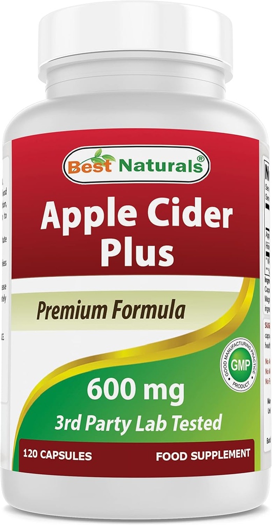 Best Naturals Apple Cider Ξύδι Plus 500 Mg κάψουλες, 120 μέτρα