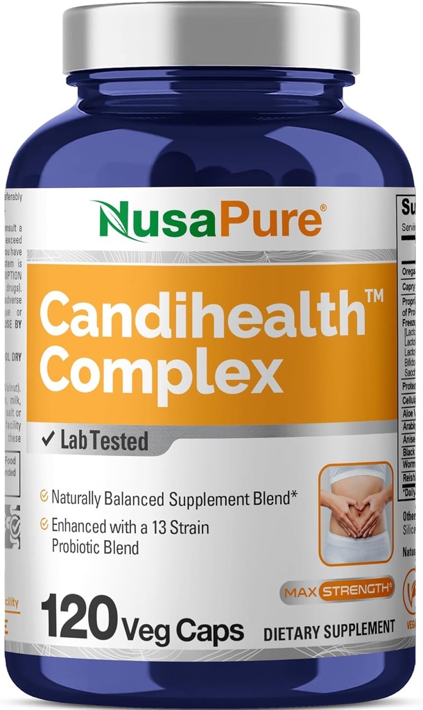 NusaPure CandiHealth Complex (Non-GMO, Vegan) 120 Veggie Capsules