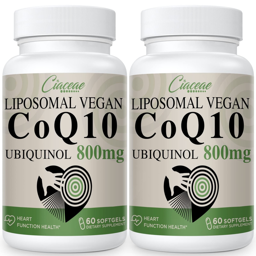 Liposomal CoQ10 800mg Ubiquinol Softgel, Max απορρόφηση Ubiquinol Coenzyme Q10, Ubiquinol CoQ10 συμπλήρωμα για αντιοξειδωτικό, λειτουργία καρδιάς & παραγωγή ενέργειας, Pure CoQ10 800mg, 120 Vegan Softgels