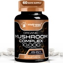 WELLNESS LABSRX Mushroom Supplement Capsules 10:1 Extract, Mushroom Complex Capsules 1000mg, Lions Mane Supplement with Turkey Tail, Cordyceps, Reishi - 120 Count