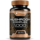 WELNESS LABSRX συμπλήρωμα μανιταριών κάψουλες 10:1 Extract, Mushroom Complex κάψουλες 1000mg, Lions Mane συμπλήρωμα με Turkey Tail, Cordyceps, Reishi - 120 Count