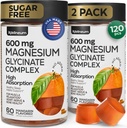 Μαγνήσιο Γλυκινικό Gummies 600Mg 2 Pack - Υψηλή Απορρόφηση, Τρίκλινο Καλομαγνήσιο Σύμπλεγμα - Μάσα για Χαλάρωση και Ύπνο - Συμπληρώματα Gummy με Βιταμίνη D - Vegan, Χωρίς Ζάχαρη, Φιλικά προς τα Μάσα
