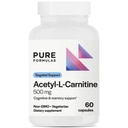 PureFormulas Acetyl L-Καρνιτίνη Γνωστική & Μνήμη Υποστήριξη L Carnitine συμπλήρωμα για τον εγκέφαλο, την εστίαση, και την ηρεμία Alcar, 500mg γαλακτοκομικά χωρίς GMO 60 κάψουλες