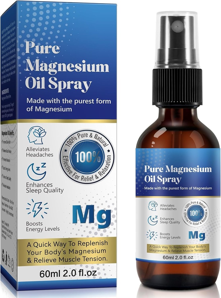 Γενόσημο 2 Fl Oz Λάδι Μαγνησίου Spray - Καθαρό & Βιολογικό - Υψηλής συγκέντρωσης Μαγνήσιο - Μη ΓΤΟ, Χωρίς Γλουτένη - Εύκολο στην απορρόφηση (1pc)