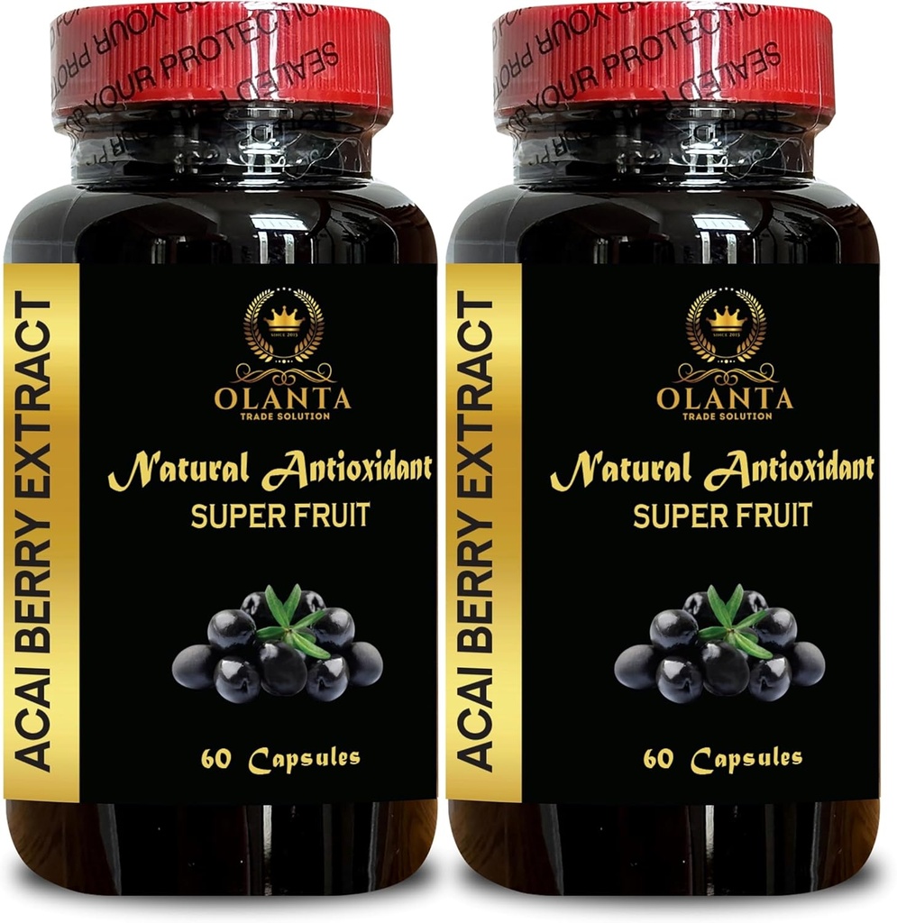 ACAI Berry Extract - Antioxidant-Rich Superfood για την ανοσοποιητική υποστήριξη για γυναίκες και άνδρες, Wellness Recharge, Daily Energy Support - 2 μπουκάλια 120 κάψουλες.