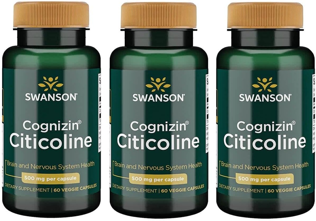 Swanson Cognizin Citicoline 1000 Milligrams 60 Veg Κάψουλες (3 Συσκευασία)