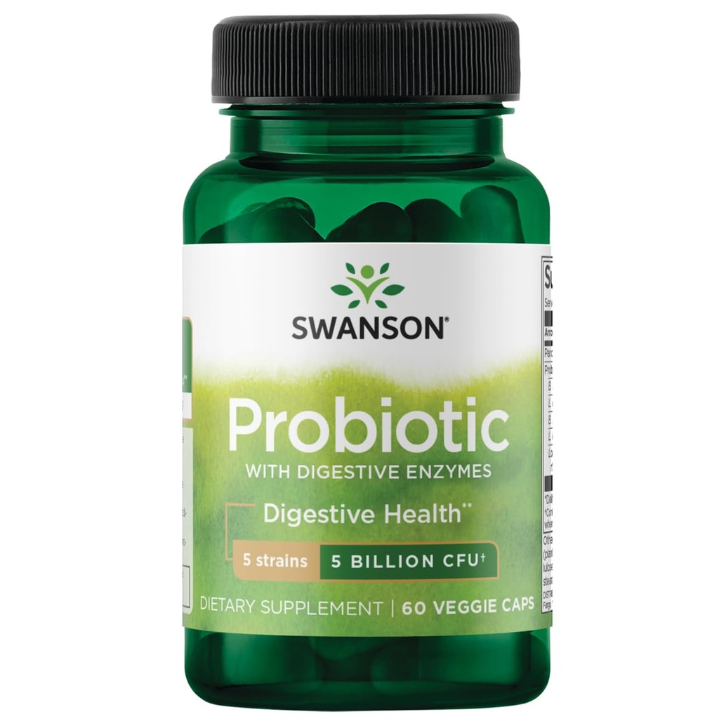 Προβιοτικό Swanson με Digestive Ένζυμα 5 Δισεκατομμύρια Cfu 60 Veg Κάψουλες