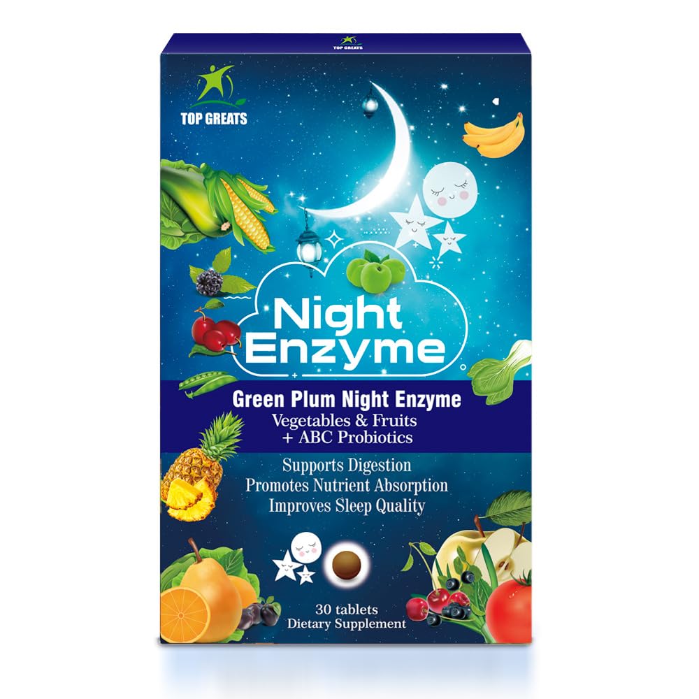 Night Enzyme, Daily Multi Digestive Enzymes, Green Plum Φρούτα και Λαχανικά με Προβιοτικά, Ανακούφιση Bloating, Καλύτερη ποιότητα ύπνου, για άνδρες και γυναίκες, Προώθηση Digestive Υγεία- 60 δισκία