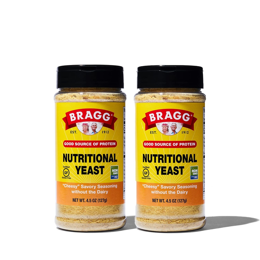 Bragg Premium Nutritional Yeast Processing - Vegan, Gluten Free – Καλή Πηγή Πρωτεΐνης & Βιταμινών – Nutriious Savory Parmesan Cheese Substitute (Πρωτότυπος, 4.5 Ουγγιά (Pack of 2))