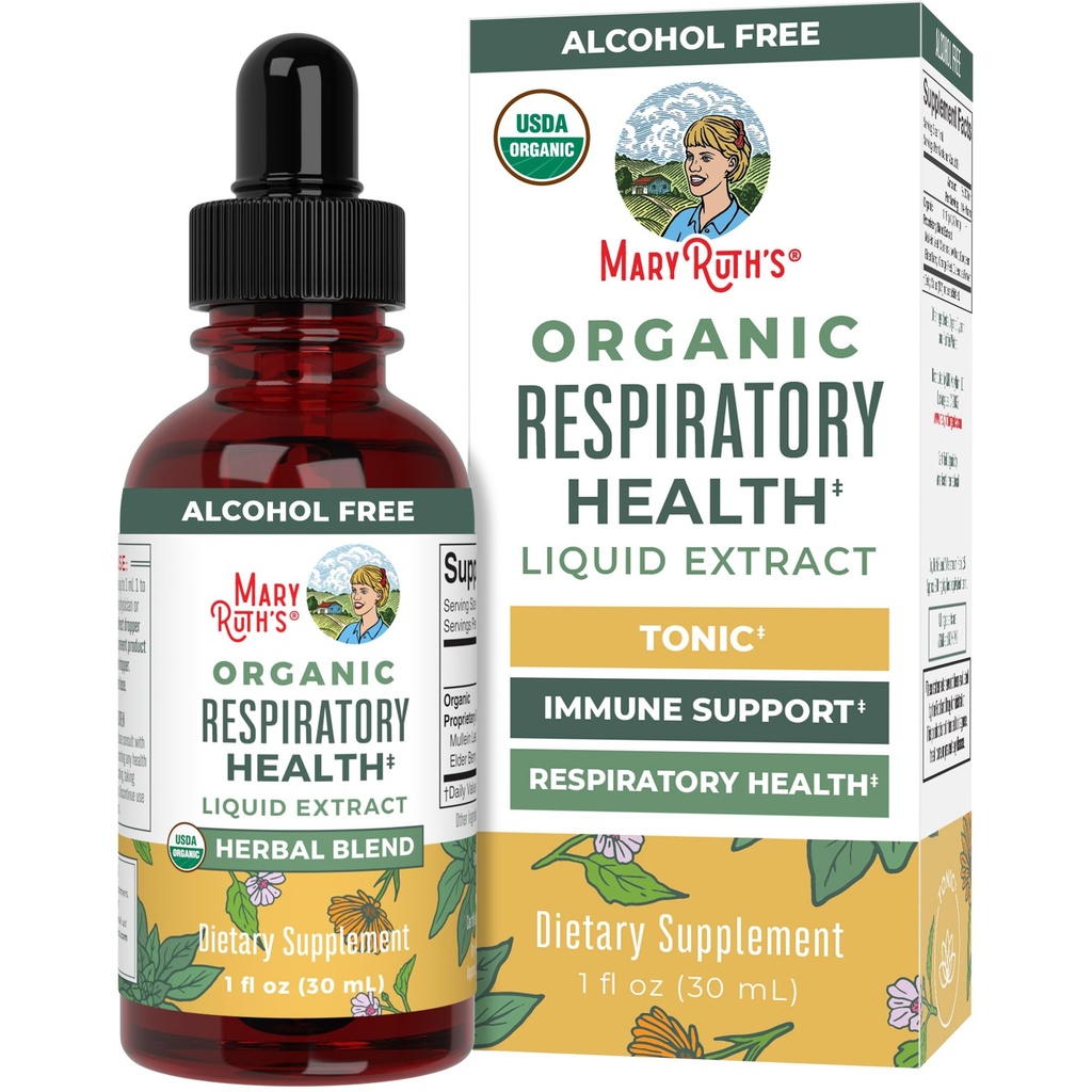 MaryRuth Organics USDA Organic Aναπνευστική Υγεία Υγρές σταγόνες με Mullein Leaf 