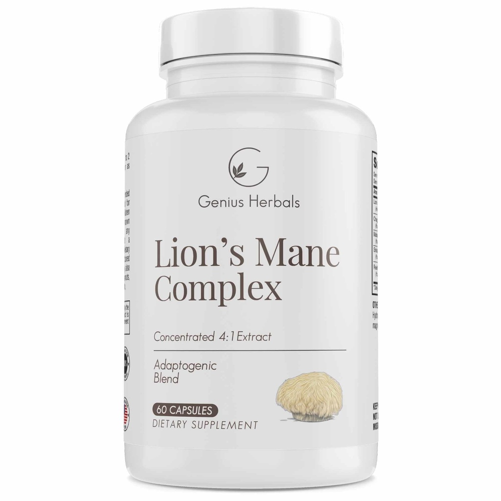 Lions Mane Complex - Συμπυκνωμένο 4:1 εκχύλισμα για την υγεία του εγκεφάλου, Γνωστική και τη μνήμη Υποστήριξη - 60 κάψουλες
