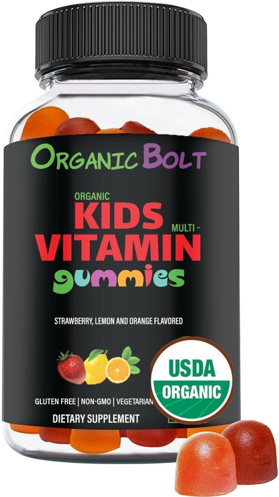 USDA Organic Kids multivitamins 30-60 Day Supply, Daily Kids Multivitamin Gummies with Vitamin C, D, A, E, B6, B12, Biotin, Zinc. Βιολογικές Παιδικές Βιταμίνες για την Ανοσολογική Υποστήριξη και τη Συνολική Υγεία. Αριθμός 60