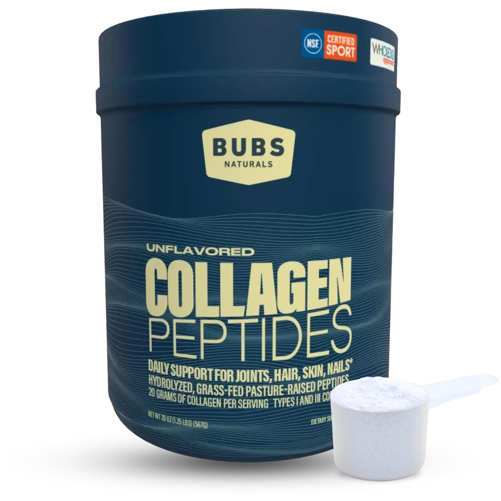 BUBS Naturals Collagen Peptides σκόνη, Collagen για γυναίκες και άνδρες, Hydrolyzed Peptides, Άγευστη πάστα Αυξημένη χόρτο Fed, Παλαιό Κέτο Φιλικό, Υποστηρίζει δέρμα μαλλιών & κοινή υγεία (20 oz) 28 Υπηρεσίες