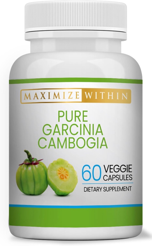 Maximum Slim 100% Pure Garcinia Cambogia συμπλήρωμα - εκχύλισμα HCA - Φόρμουλα υποστήριξης βάρους για άνδρες και γυναίκες - Μη ΓΤΟ, Χωρίς γλουτένη - 60 κάψουλες