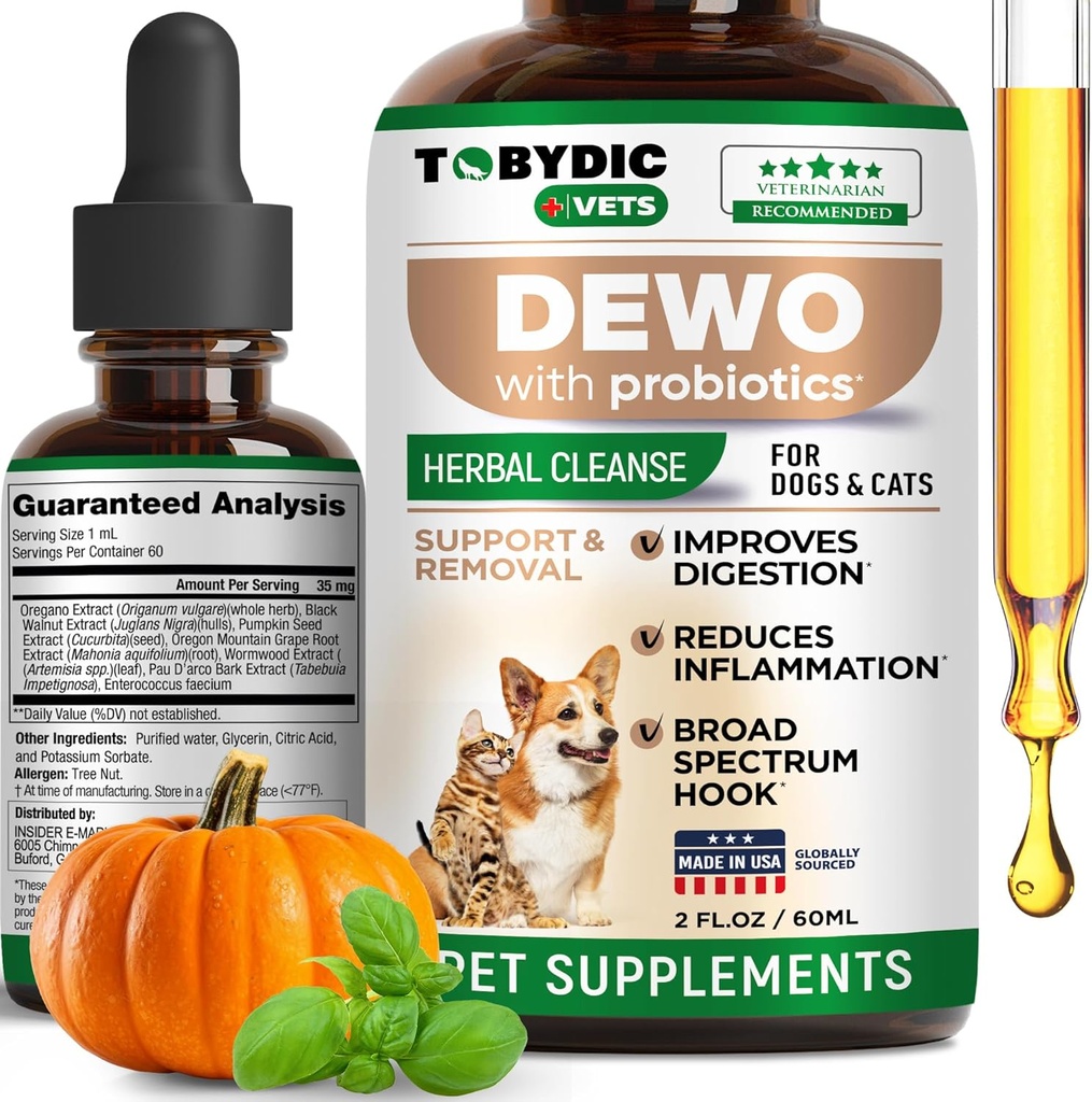 Broad Spectrum Herbal Intestinal Defense with Probiotic for Cats & Dogs - Φυσική υποστήριξη βοηθά στην αφαίρεση τοξινών - συμπλήρωμα σταγόνες - Made in USA