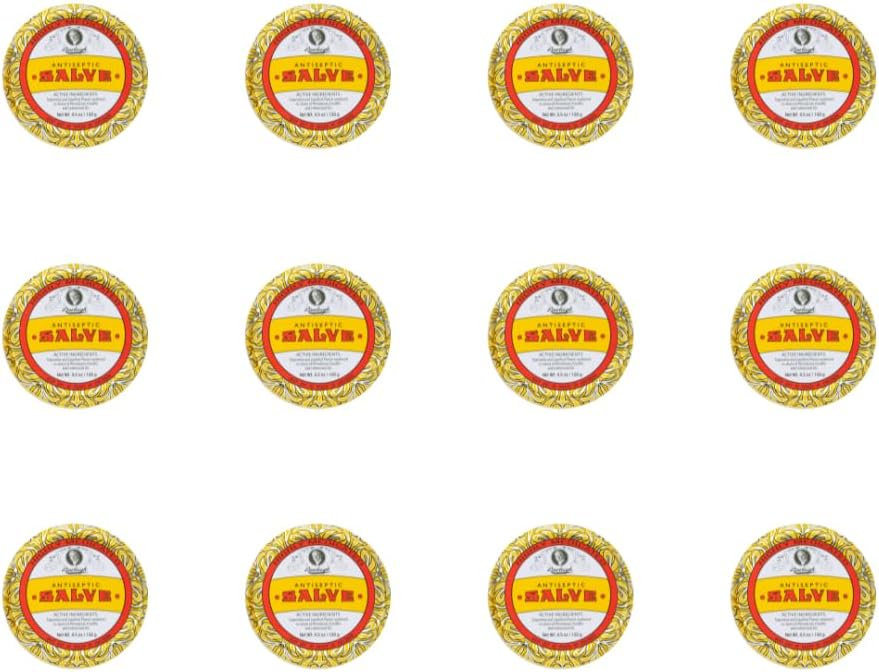 Rawleigh Antiseptic Salve Iconic Yellow Big Tin: 4.5 oz, Multi-Purpose Ointment Soothes Cuts, Μώλωπες, Ερεθισμοί, με Turpentine, Phenol, Cottonseed Oil & Paraffin, Original Formula - Συσκευασία των 12