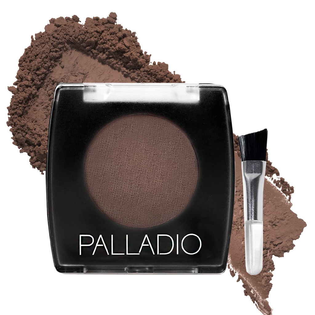 Palladio Brow Powder for Eyebrows, Soft and Natural Eyebrow Powder with Jojoba Oil & Shea Butter, Helps Enhance & Definition Brows, Compact Size for Purse or Travel, Inclus Applicator Brush, Dark Brown