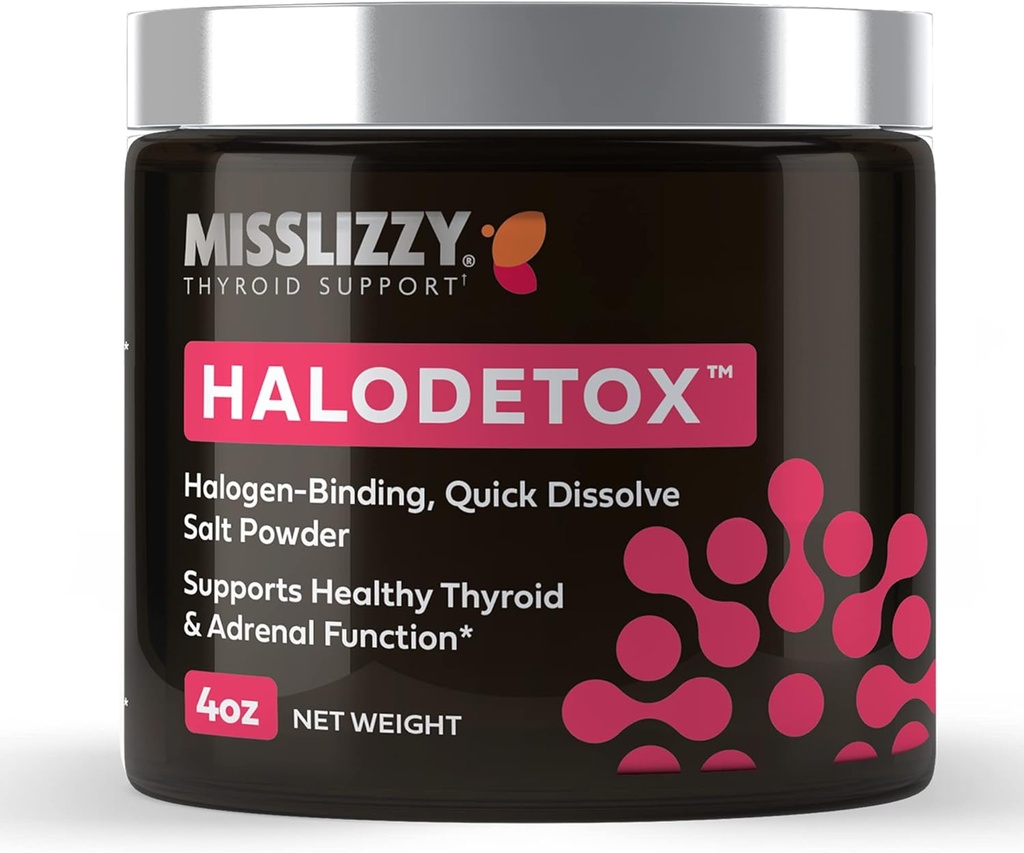 Miss Lizzy HaloDetox – Αμιγής, μη ραφιναρισμένο ροζ αλάτι σκόνη με 80 Ορυκτά σε αλογόνου Detox Bromine, Χλώριο, & Φθοριούχο, Replenish ηλεκτρολύτες, & Υποστήριξη Υγιεινή Thyroid & Adrenal Λειτουργίες – 4oz