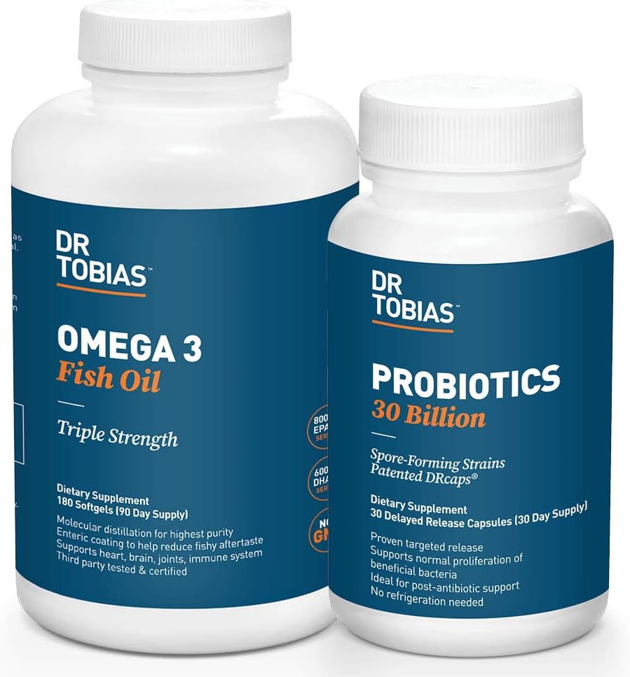 Dr. Tobias Probiotics 30 Δισεκατομμύρια και Ωμέγα 3 Ιχθυέλαιο (2000 mg) για Digestive Υποστήριξη & Συνολική Υγεία