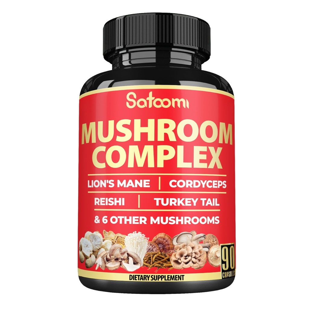 Satoomi 90 Κάψουλες - 10in1 Turkey Tail Supplement with Lions Mane, Turkey Tail Mushroom, Reishi Mushroom & others - for 90 Days