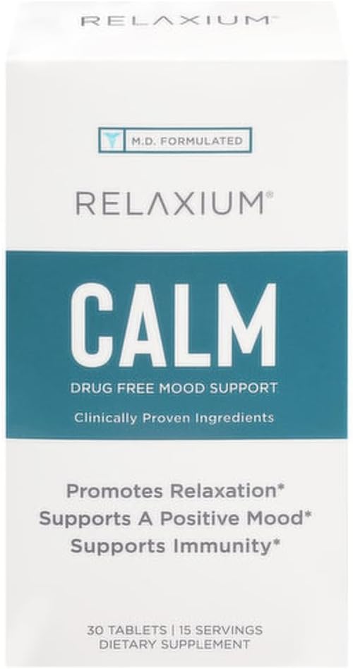 Relaxium Calm, μη-Habit Forming, Stress and Mood Support Supplement, Elevate Mood & Boost Relaxation with Ashwagandha, 5-HTP, GABA, Passion Flower, (30 δισκία, 2 εβδομάδες προσφοράς)