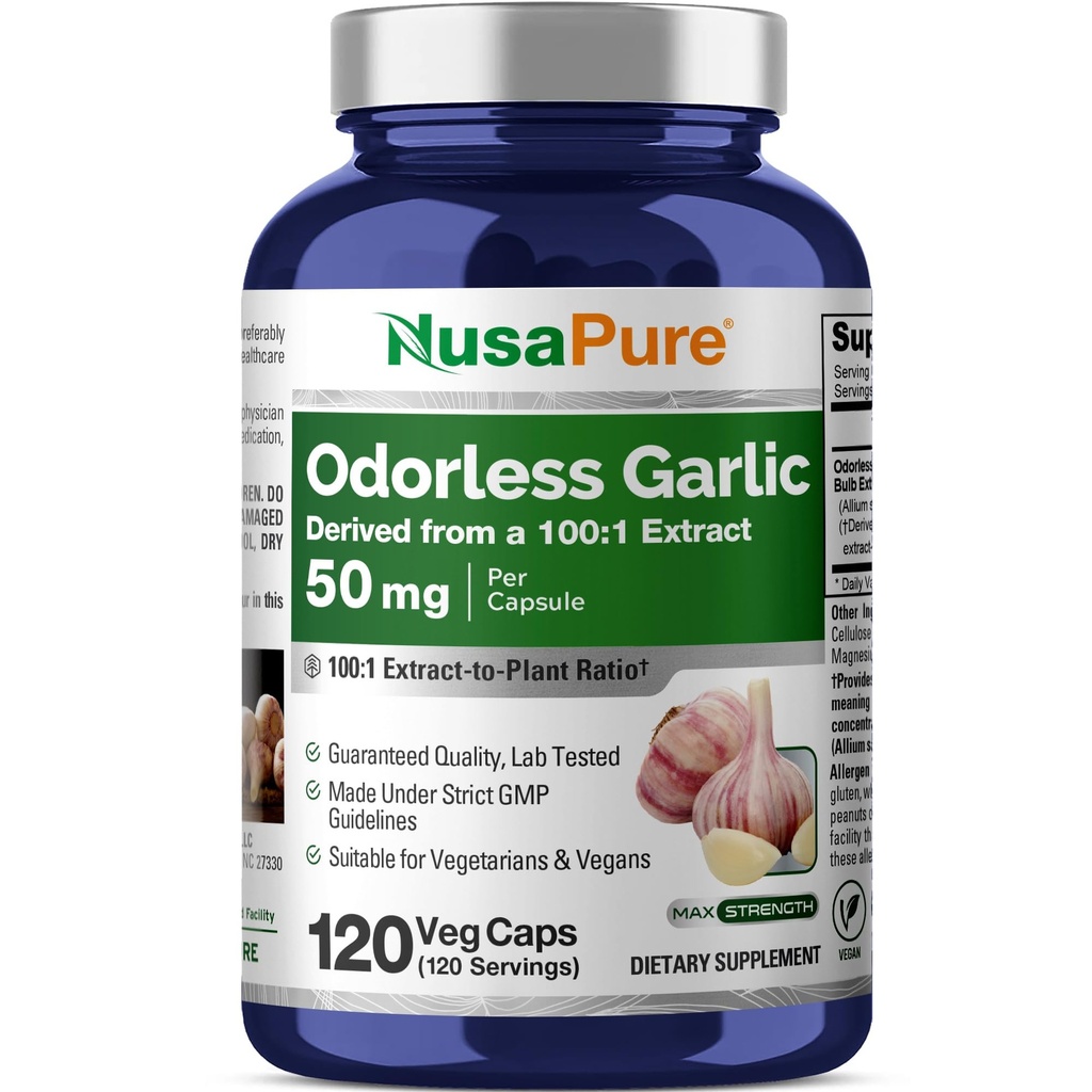 NusaPure Odorless Σκόρδο 100:1 Extract, 50 mg Ισοδύναμο με 5000mg καψάκιο 