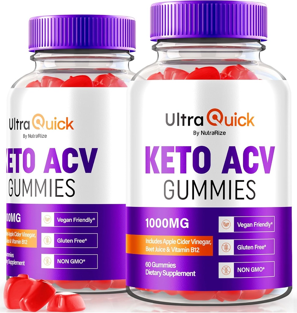 (2 Pack) Ultra Quick Keto ACV Gummies, UltraQuick Keto+ACV Weight Loss Support, Premium Keto Plus ACV Formula, Natural Apple Cider Vinegar, Official Gomitas Reviews (120 Gummies)