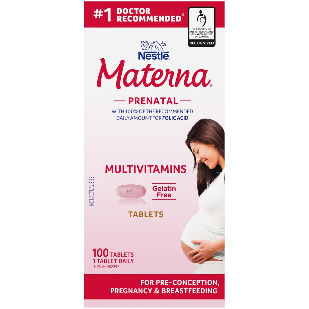Materna Nestle Προγεννητική μεταγεννητική βιταμίνη & Συμπλήρωμα Ορυκτών 100 δισκίων