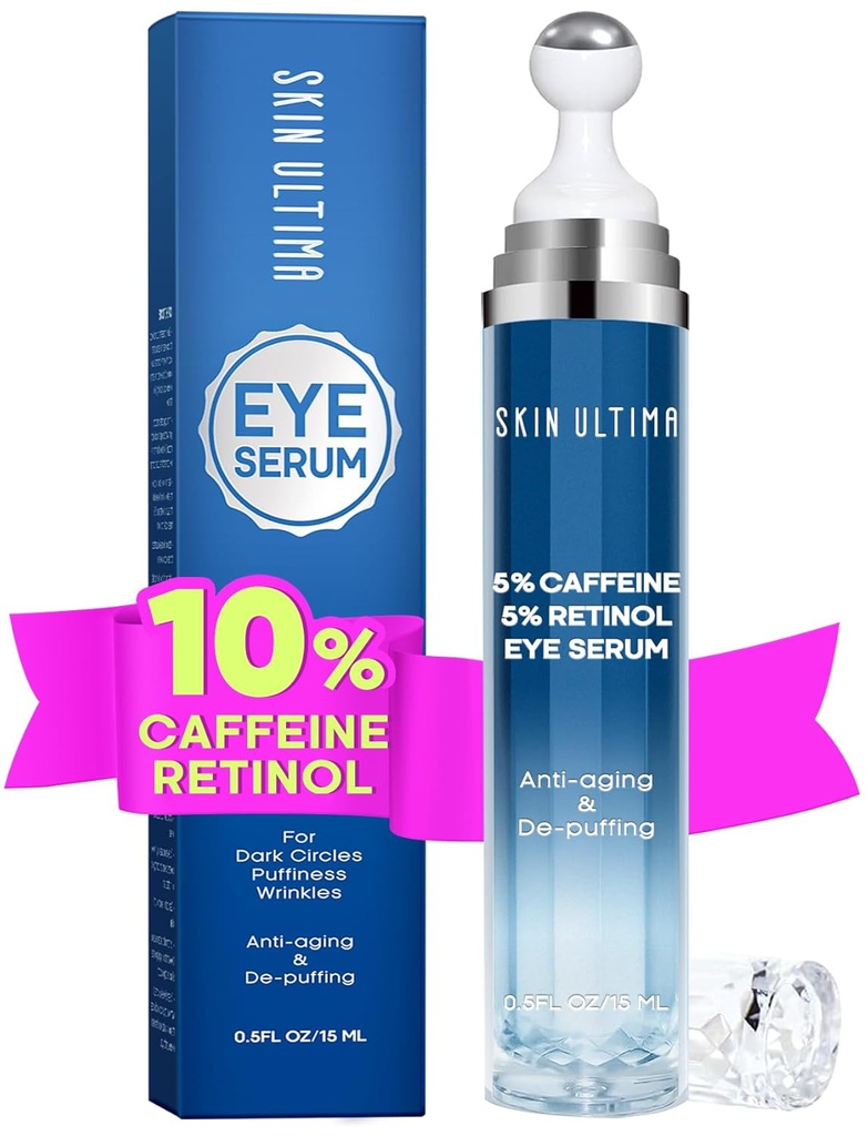 5% Καφεΐνη 5% Retinol Κρέμα ματιών για Σκοτεινούς Κύκλους, Παχυσαρκία και Τσάντες, Υαλουρονικό Οξύ και Νιακιναμίδη Υπό Κρέμα ματιών Αντιγήρανση, Ορός ματιών για Καλές Γραμμές, 360° Μάζα Μάσσας Ball Roller