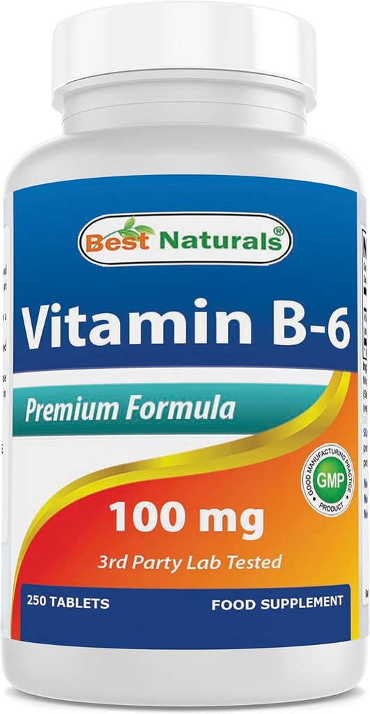 Best Naturals Βιταμίνη B6 Tablet, 100 mg, 250 Count