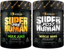 ALPHA LION Superhuman Pre Processing Powder & Post Processout Recovery Bundle, Contensive Energy & Focus + Lean μυϊκή ανάπτυξη, δύναμη & όγκο (Hulk Juice & Muscle Marg