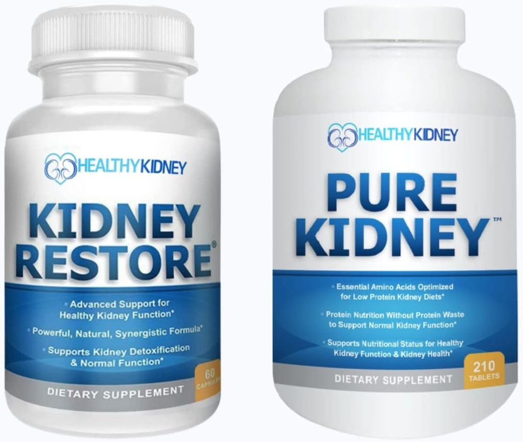 Kidney Restore & Pure Kidney 2-Pack Bundle for Kidney Cleansing & Supporting Protein Levels with A Low Protein Kidney Diet