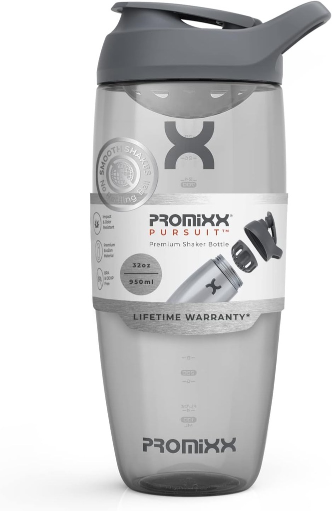 Promixx Pursuit μπουκάλι αναδευτήρα πρωτεΐνης (32 oz) – Silent No-Ball Mixer, Leak-Proof Lid, BPA/BPS & Phthalate-Free ECOZEN – Easy-Clean Shakeer Cup για τα Protein Shakes, Pre & Post-Workout Smoothies