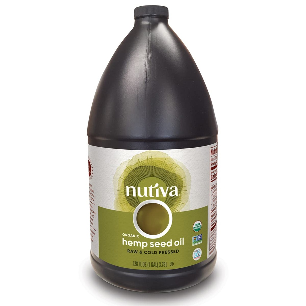 Nutiva οργανικό, κρύο-Pressed, μη ραφιναρισμένο αιθέριο έλαιο σπόρων κάνναβης από μη ΓΤΟ, Βιώσιμα καλλιεργημένο καναδική κάνναβη, 1 Gallon 128 Fl Oz