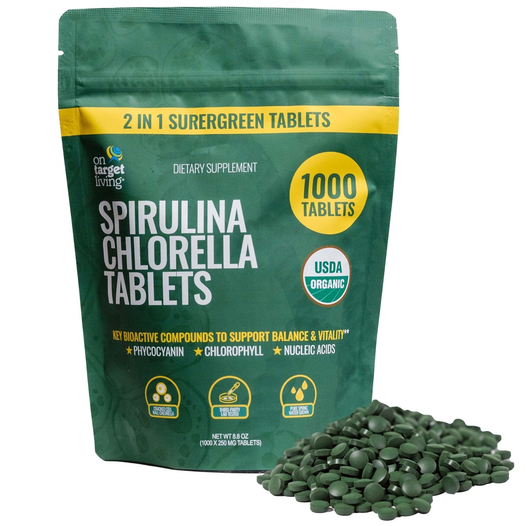 On Target Living Organic Spirulina Chlorella 