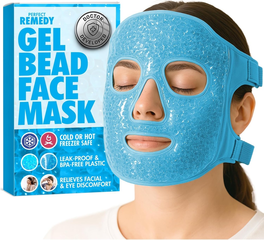 Perfect Remedy Face Ice Pack, Reuseable Hot & Cold Ice Face Mask, Gel Compress για βοήθεια με Puffy Eyes και βοήθεια σε συνθήκες οίδημα, μάσκα ψύξης προσώπου spa για γυναίκες και άνδρες (μπλε)