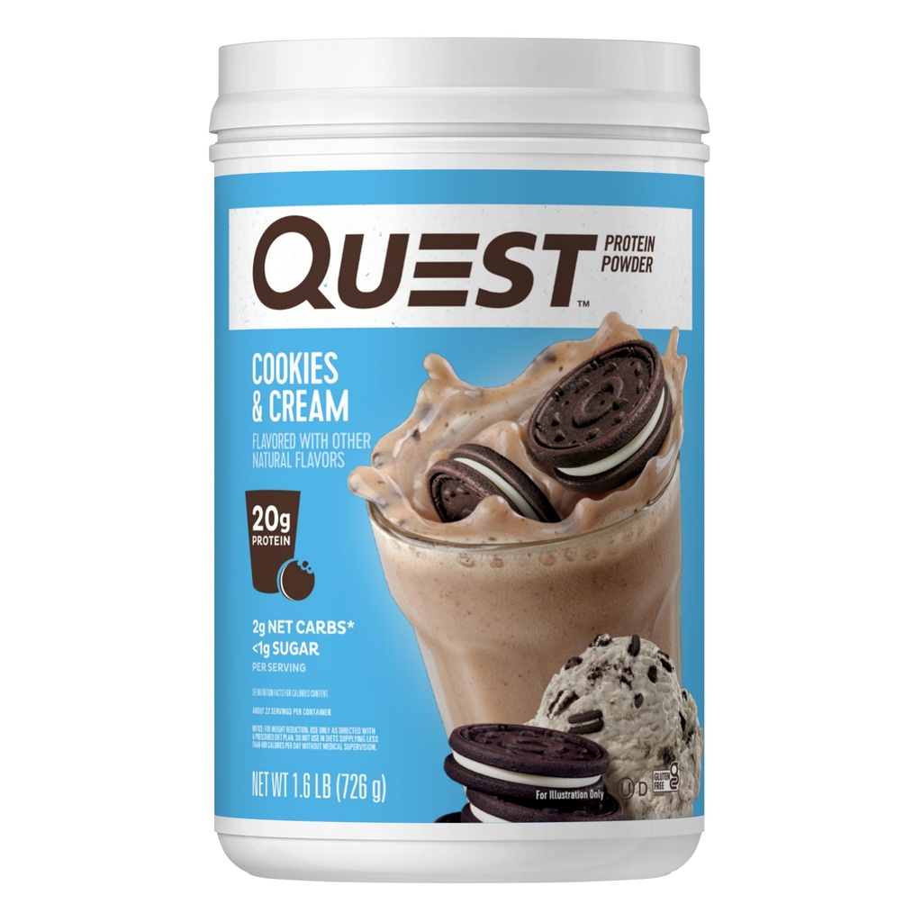 Quest Διατροφή Cookies & Κρέμα σκόνη πρωτεΐνης, 20g πρωτεΐνη, 1g ζάχαρη, χαμηλή υδατάνθρακες, χωρίς γλουτένη, 1,6 λίρα, 24 εξυπηρετούν