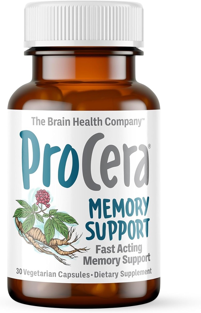 Procera Memory Support - Based on 60+ Ingredient Studies - Boost Mental Performance - Clarity - Mood Stability - Stress - Mental Fatigue - Adaptogens - Ginseng - Ginkgo Biloba - 30 Count