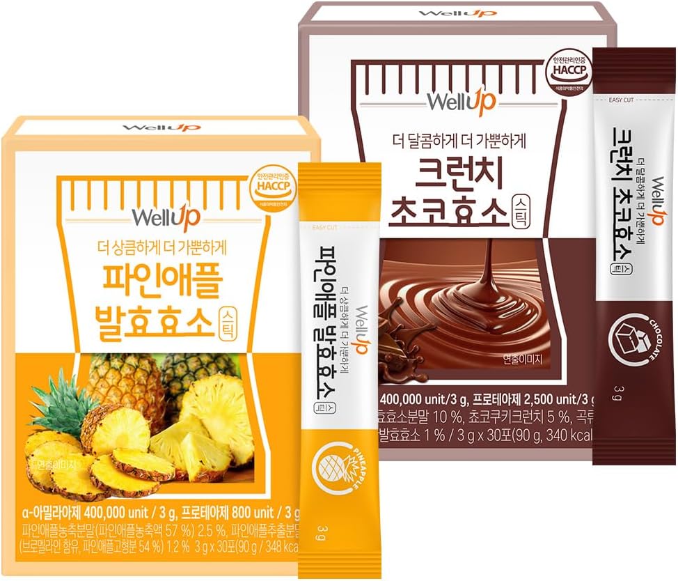 RAWEL Well Up Fermentation Digestive Enzymes (3g x 30ea) / Digest Faster with Pineapple/Crunch Choco