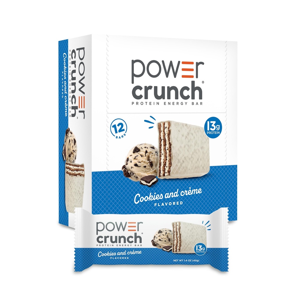 Power Crunch Protein Bars, Υψηλής πρωτεΐνης σνακ με γευστική γεύση, cookies και Crème, 1.4 Ουγγιά (12 κόμης)