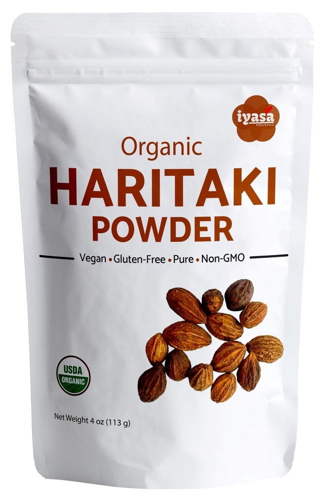 Iyasa Holistics Βιολογική σκόνη Χαριτάκη, Harde, Harad, Terminalia chebula, Kadakapudi, Ayurveda βότανο για Digestion, Αέριο Ανακούφιση, Υγιεινή λειτουργία Bowel, superfood, Resealable Pouch των 4 oz