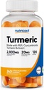 Nutricost Turmeric Gummies (240 Gummies) - Εσπεριδοειδή αρωματισμένα, Φτιαγμένα με 95% κουρκουμινοειδή, 120 σερβιρίσματα, περιλαμβάνει εκχύλισμα τζίντζερ και μαύρο πιπέρι, χορτοφαγικά, μη ΓΤΟ και χωρίς γλουτένη