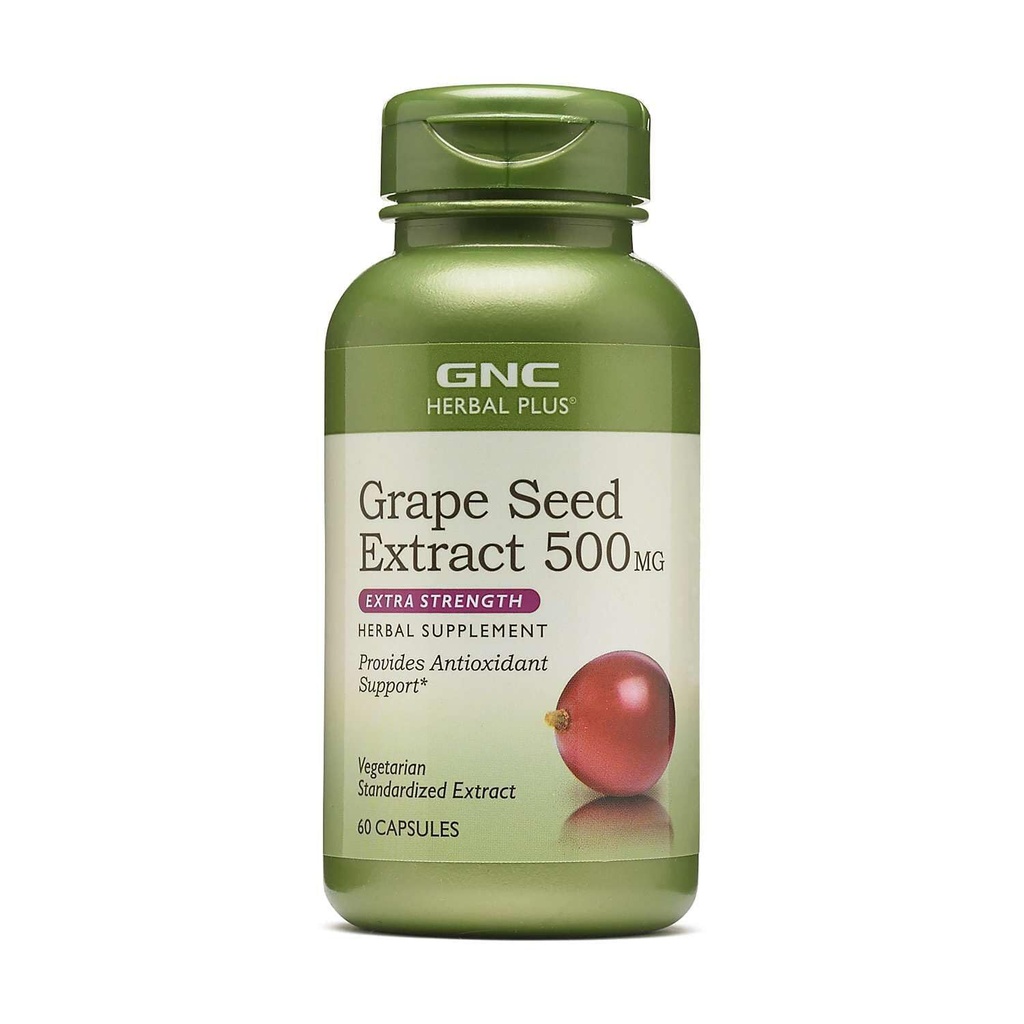 GNC Herbal Plus Grape Seed Extract 500mg συμπλήρωμα, επιπλέον δύναμη, χορτοφάγοι, 60 εξυπηρετούν