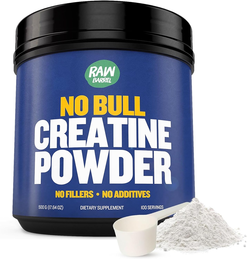 “No Bull” Creatine Powder, Bulk Συμπληρώματα Creatine Monohydrate για την ταχύτερη ανάκτηση, Αυξημένος όγκος μυών, δύναμη & δύναμη, μικρονωμένη Creatine για άνδρες & Creatine για γυναίκες, 500g